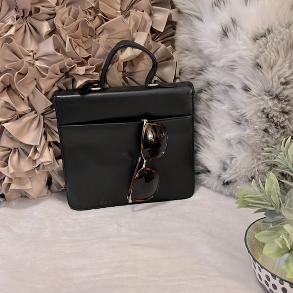 GIANII BERNINII Women’s Vintage Black Leather Clutch Bag Purse - Picture 2 of 11